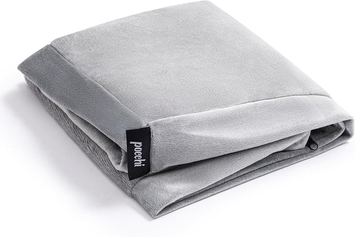Waterproof Dog Bed Cover Replacement Washable - Indoor Soft Plush Pet Bed Cover with Zipper Closure - Easy to Clean - Large - 36"x 27"x 3", Grey