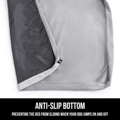 Waterproof Dog Bed Cover Replacement Washable - Indoor Soft Plush Pet Bed Cover with Zipper Closure - Easy to Clean - Large - 36"x 27"x 3", Grey