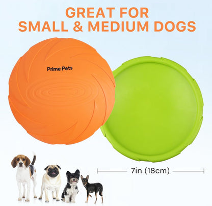 Dog Flying Disc, 2 Pack, 7 Inch, Durable Dog Toys, Natural Rubber Floating Flying Saucer for Water Pool Beach, Orange and Green