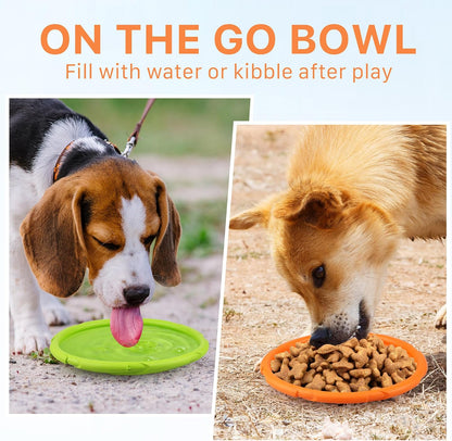 Dog Flying Disc, 2 Pack, 7 Inch, Durable Dog Toys, Natural Rubber Floating Flying Saucer for Water Pool Beach, Orange and Green