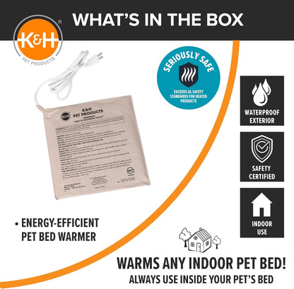 K&H Pet Bed Warmer, Safety Listed, Cat Heating Pad, Small 9x8.5in Tan