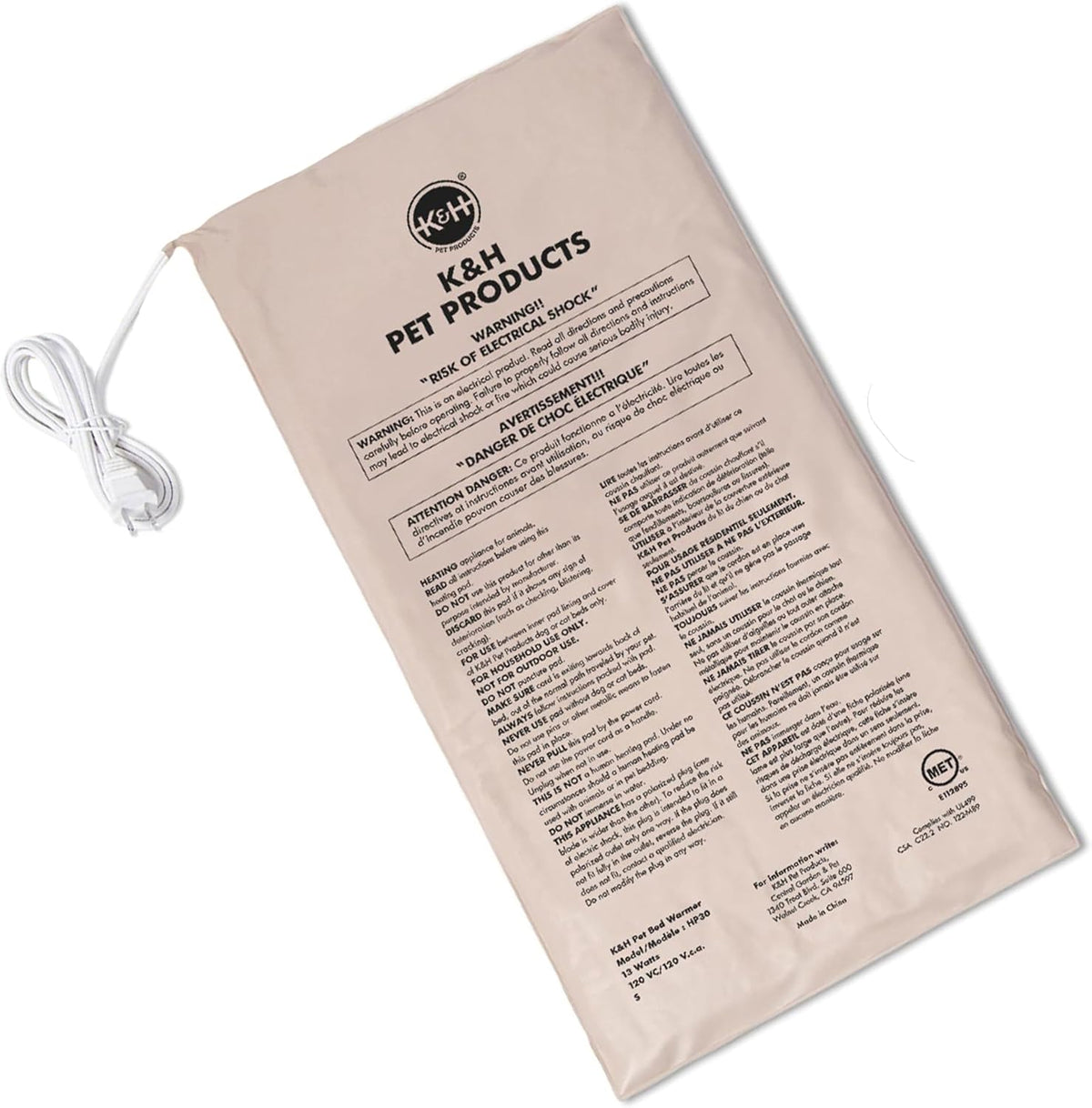 K&H Pet Bed Warmer, Safety Listed, Cat Heating Pad, Small 9x8.5in Tan