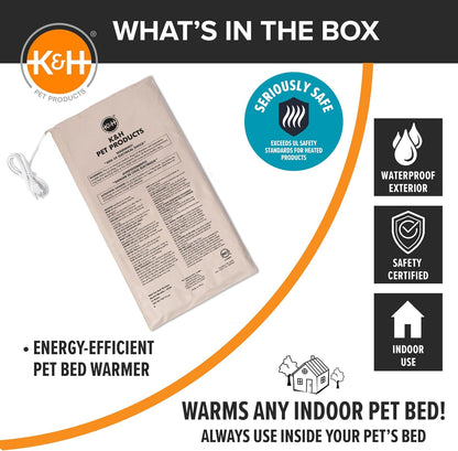 K&H Pet Bed Warmer, Safety Listed, Cat Heating Pad, Small 9x8.5in Tan