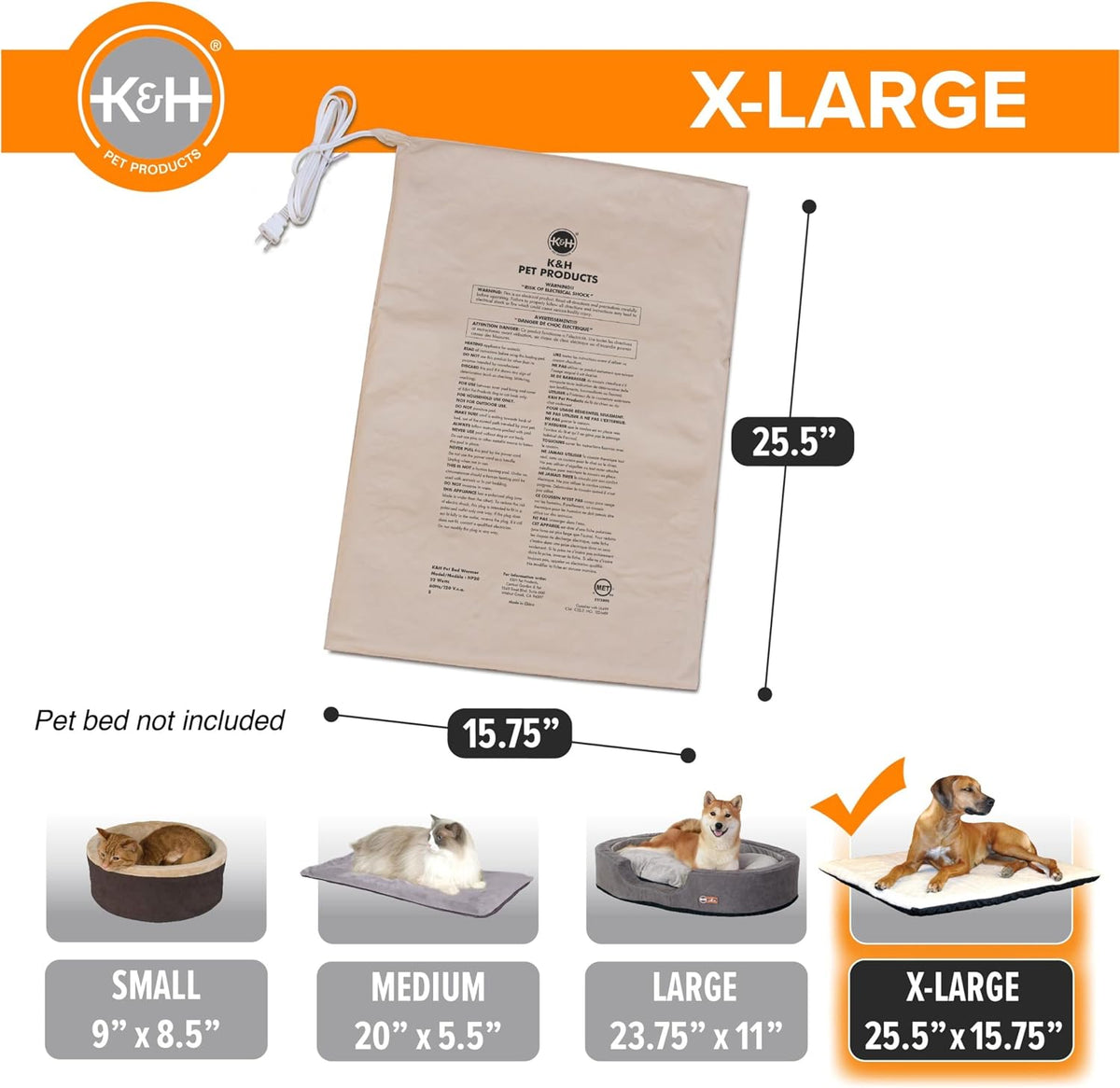 K&H Pet Bed Warmer, Safety Listed, Cat Heating Pad, Small 9x8.5in Tan