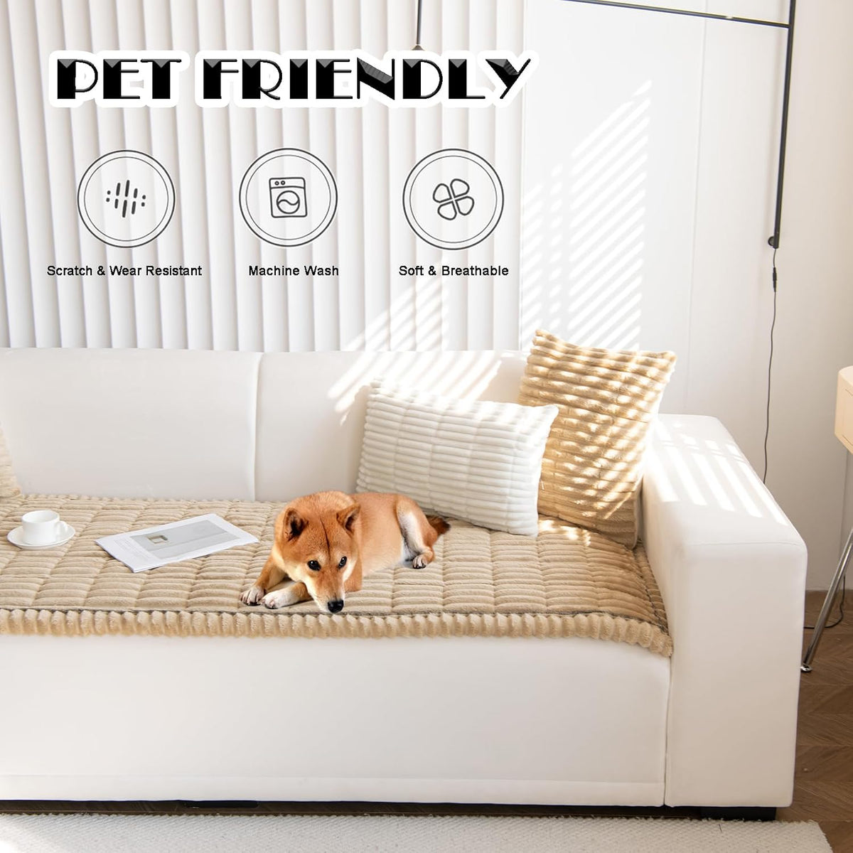 ZQFFB Couch Cover for Dogs Washable Non-Slip Pet Friendly Sofa Protector
