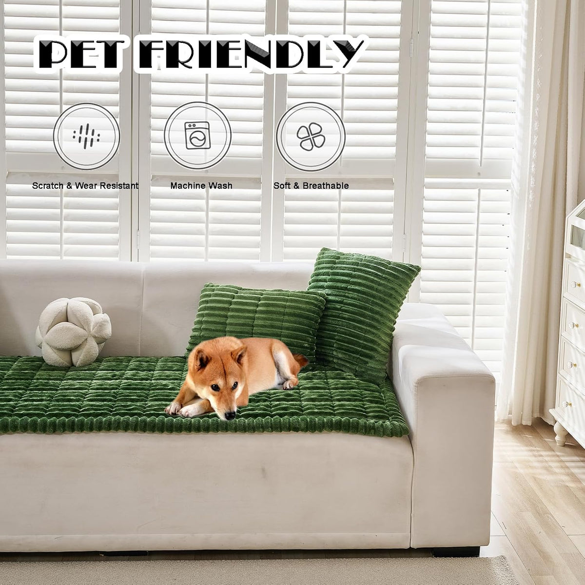 ZQFFB Couch Cover for Dogs Washable Non-Slip Pet Friendly Sofa Protector