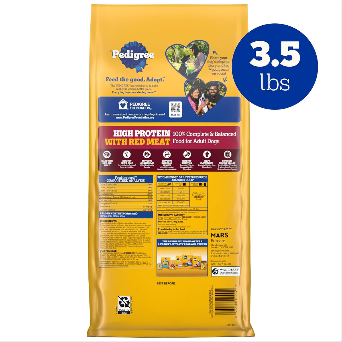 High Protein Adult Dry Dog Food, Beef and Lamb, 18 lb