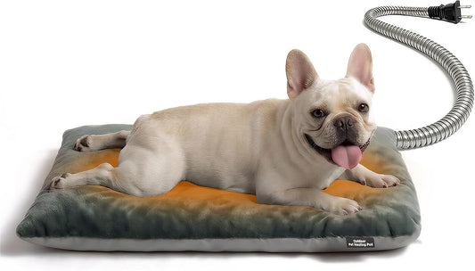 Outdoor Heated Pet Heating Pad for Medium Dogs & Cats, Waterproof Heated Bed with Auto Temp Control & Chew-Resistant Cord, Warm Bed for Pet Houses & Garages, 35W (19.6" x 15.7")