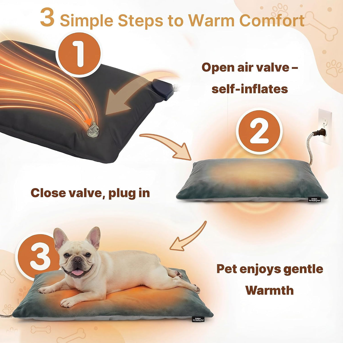 Outdoor Heated Pet Heating Pad for Medium Dogs & Cats, Waterproof Heated Bed with Auto Temp Control & Chew-Resistant Cord, Warm Bed for Pet Houses & Garages, 35W (19.6" x 15.7")