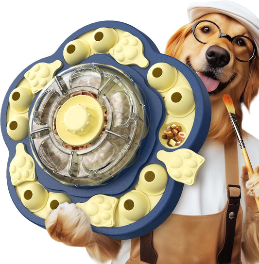 KADTC 3-Level Dog Puzzle Toy, Spin to Release Treat Dispenser & Slow Feeder