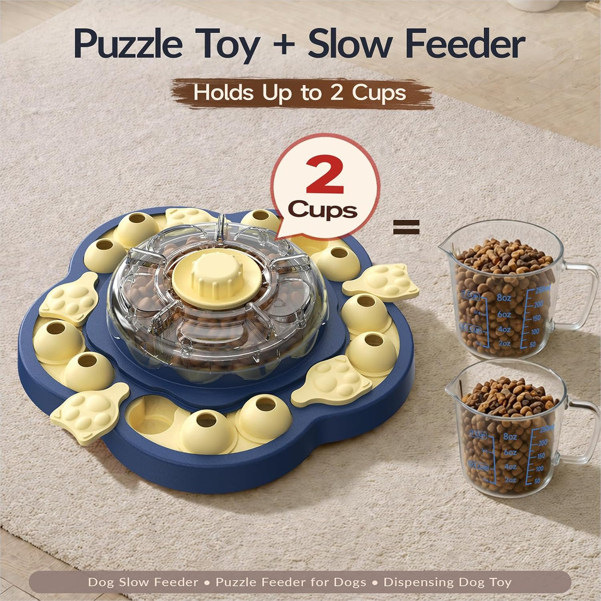 KADTC 3-Level Dog Puzzle Toy, Spin to Release Treat Dispenser & Slow Feeder