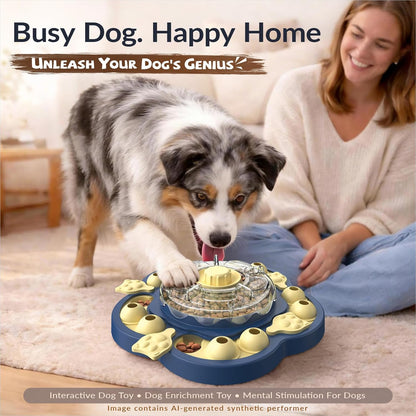 KADTC 3-Level Dog Puzzle Toy, Spin to Release Treat Dispenser & Slow Feeder