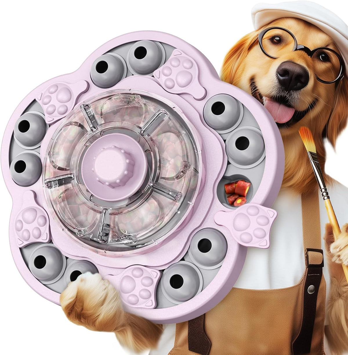 KADTC 3-Level Dog Puzzle Toy, Spin to Release Treat Dispenser & Slow Feeder