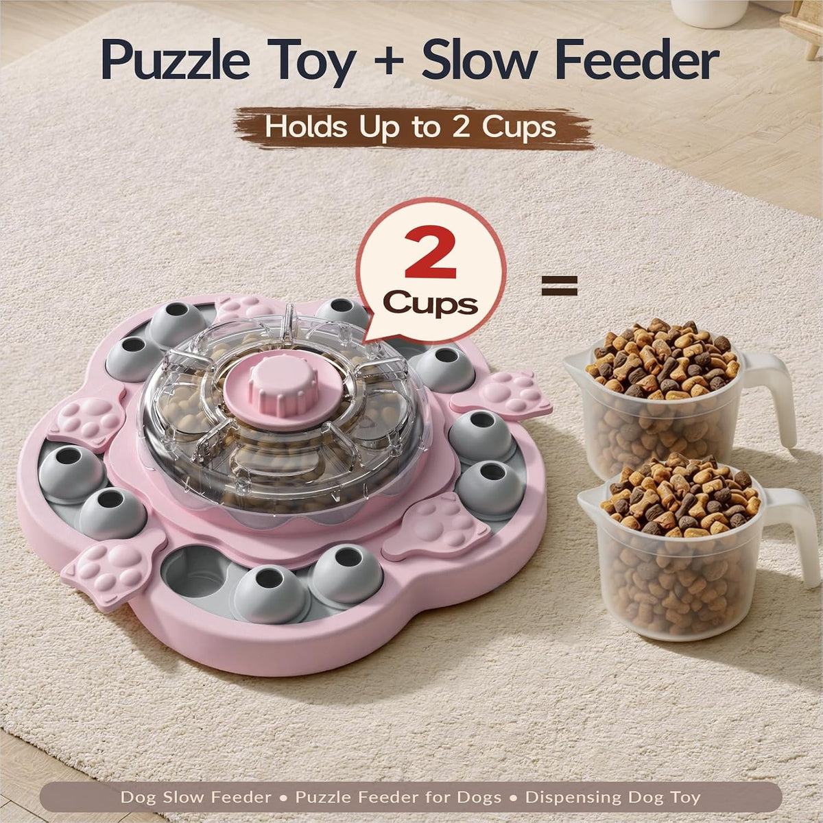 KADTC 3-Level Dog Puzzle Toy, Spin to Release Treat Dispenser & Slow Feeder