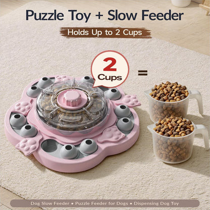 KADTC 3-Level Dog Puzzle Toy, Spin to Release Treat Dispenser & Slow Feeder