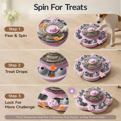 KADTC 3-Level Dog Puzzle Toy, Spin to Release Treat Dispenser & Slow Feeder