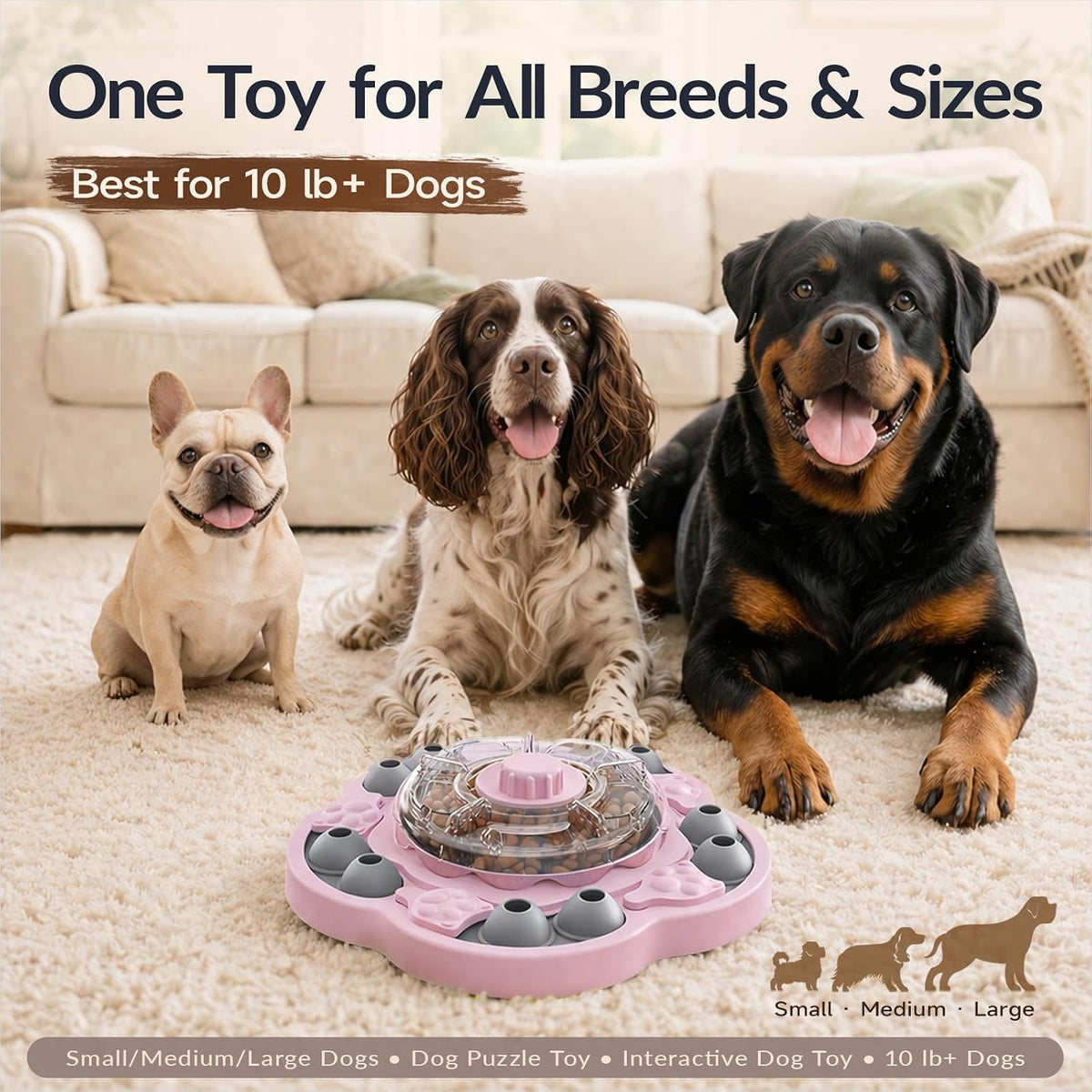 KADTC 3-Level Dog Puzzle Toy, Spin to Release Treat Dispenser & Slow Feeder