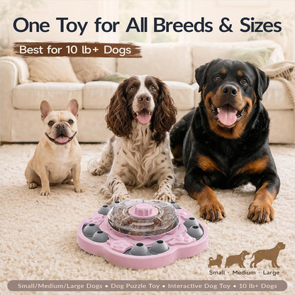 KADTC 3-Level Dog Puzzle Toy, Spin to Release Treat Dispenser & Slow Feeder