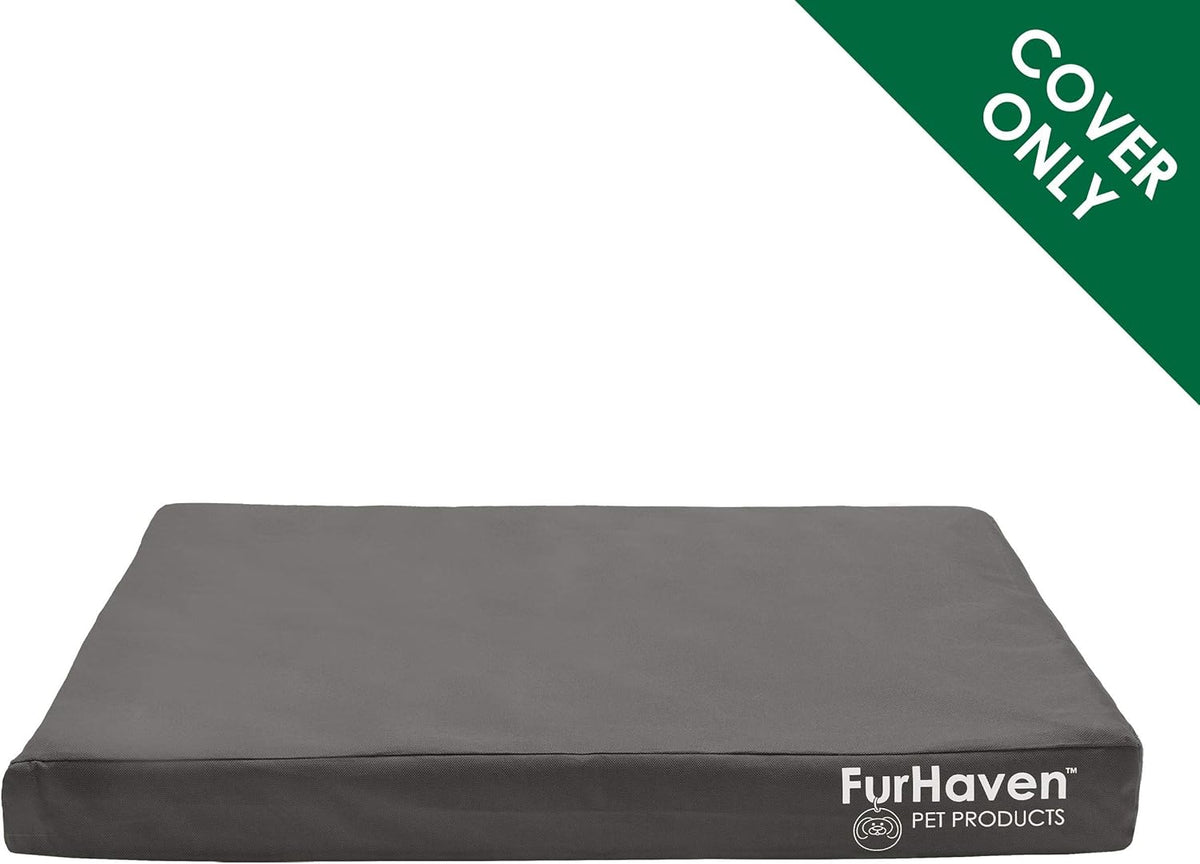 Replacement Dog Bed Cover Water-Resistant Indoor/Outdoor Logo Print Oxford Polycanvas Mattress, Washable - Stone Gray, Medium