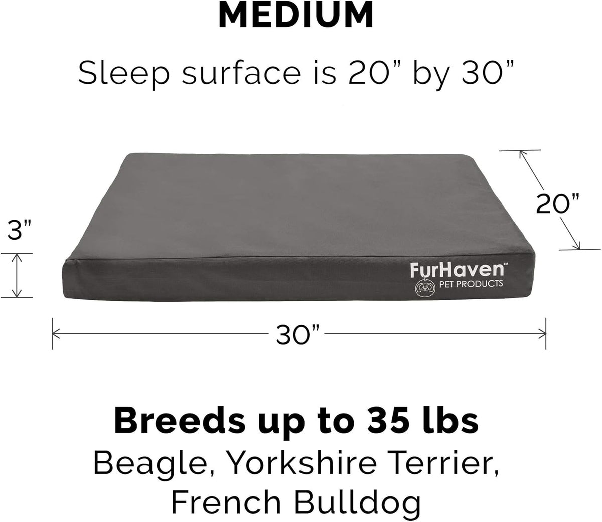 Replacement Dog Bed Cover Water-Resistant Indoor/Outdoor Logo Print Oxford Polycanvas Mattress, Washable - Stone Gray, Medium