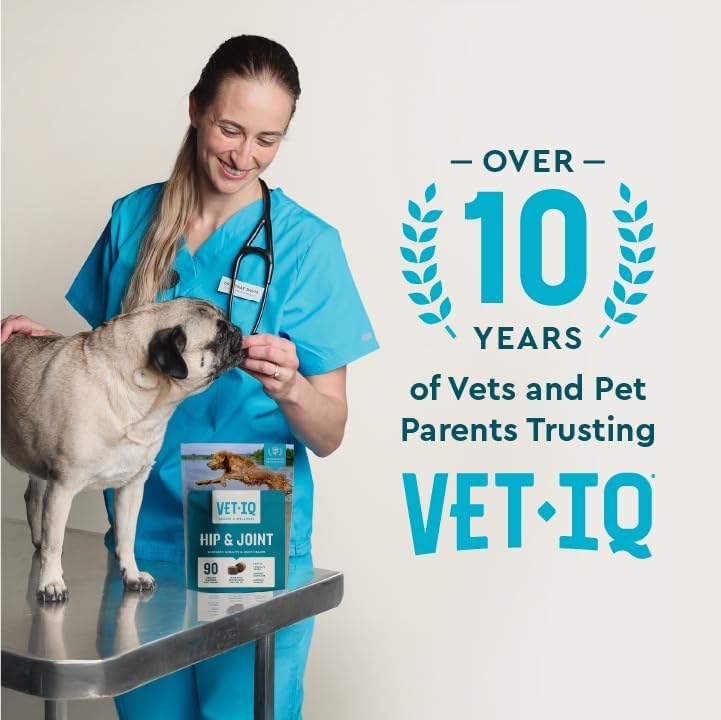 VetIQ Glucosamine Hip & Joint Supplement for Dogs, 180 Soft Chews, Joint Support Supplement with MSM and Krill, Dog Health Supplies Large & Small Breed, Chicken Flavored Chewables