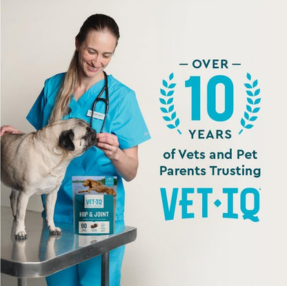 VetIQ Glucosamine Hip & Joint Supplement for Dogs, 180 Soft Chews, Joint Support Supplement with MSM and Krill, Dog Health Supplies Large & Small Breed, Chicken Flavored Chewables
