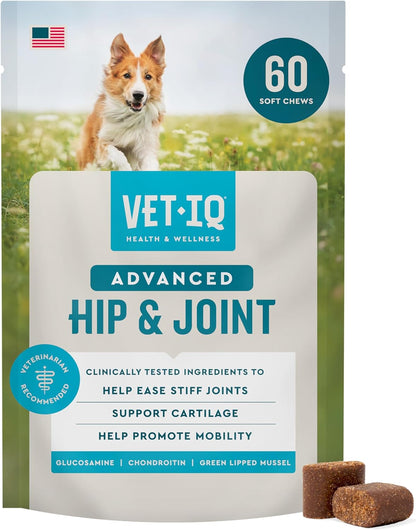 VetIQ Glucosamine Hip & Joint Supplement for Dogs, 180 Soft Chews, Joint Support Supplement with MSM and Krill, Dog Health Supplies Large & Small Breed, Chicken Flavored Chewables