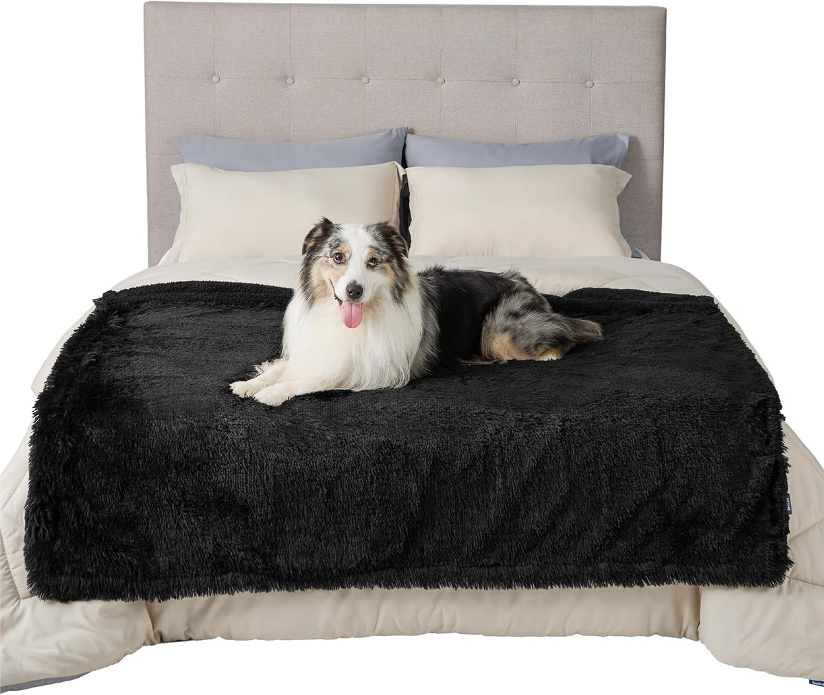 Waterproof Dog Blankets for Large Dogs, Fluffy Faux Fur, 50×60" | Plush Fuzzy Reversible Pet Blankets for Couch and Dog Bed, Soft Calming Throw Cat Blanket Washable, Dog Gift, Tie-dye Grey