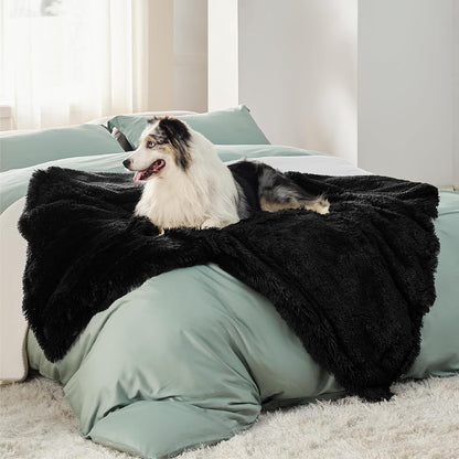Waterproof Dog Blankets for Large Dogs, Fluffy Faux Fur, 50×60" | Plush Fuzzy Reversible Pet Blankets for Couch and Dog Bed, Soft Calming Throw Cat Blanket Washable, Dog Gift, Tie-dye Grey