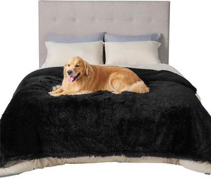 Waterproof Dog Blankets for Large Dogs, Fluffy Faux Fur, 50×60" | Plush Fuzzy Reversible Pet Blankets for Couch and Dog Bed, Soft Calming Throw Cat Blanket Washable, Dog Gift, Tie-dye Grey