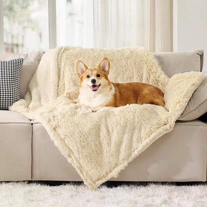 Waterproof Dog Blankets for Large Dogs, Fluffy Faux Fur, 50×60" | Plush Fuzzy Reversible Pet Blankets for Couch and Dog Bed, Soft Calming Throw Cat Blanket Washable, Dog Gift, Tie-dye Grey