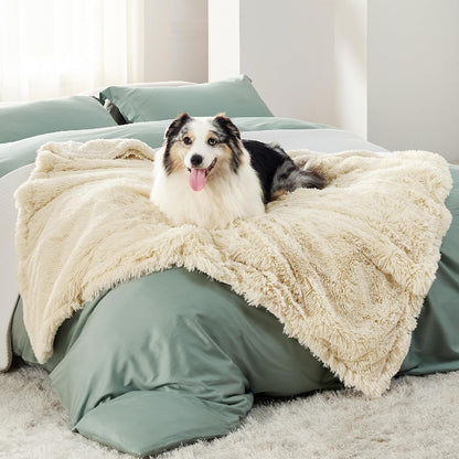 Waterproof Dog Blankets for Large Dogs, Fluffy Faux Fur, 50×60" | Plush Fuzzy Reversible Pet Blankets for Couch and Dog Bed, Soft Calming Throw Cat Blanket Washable, Dog Gift, Tie-dye Grey