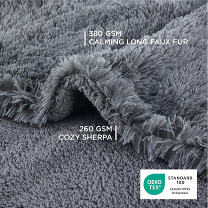 Waterproof Dog Blankets for Large Dogs, Fluffy Faux Fur, 50×60" | Plush Fuzzy Reversible Pet Blankets for Couch and Dog Bed, Soft Calming Throw Cat Blanket Washable, Dog Gift, Tie-dye Grey