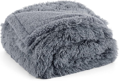 Waterproof Dog Blankets for Large Dogs, Fluffy Faux Fur, 50×60" | Plush Fuzzy Reversible Pet Blankets for Couch and Dog Bed, Soft Calming Throw Cat Blanket Washable, Dog Gift, Tie-dye Grey