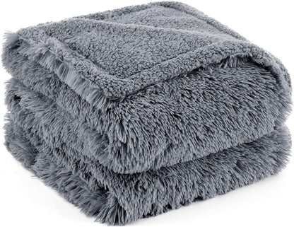 Waterproof Dog Blankets for Large Dogs, Fluffy Faux Fur, 50×60" | Plush Fuzzy Reversible Pet Blankets for Couch and Dog Bed, Soft Calming Throw Cat Blanket Washable, Dog Gift, Tie-dye Grey
