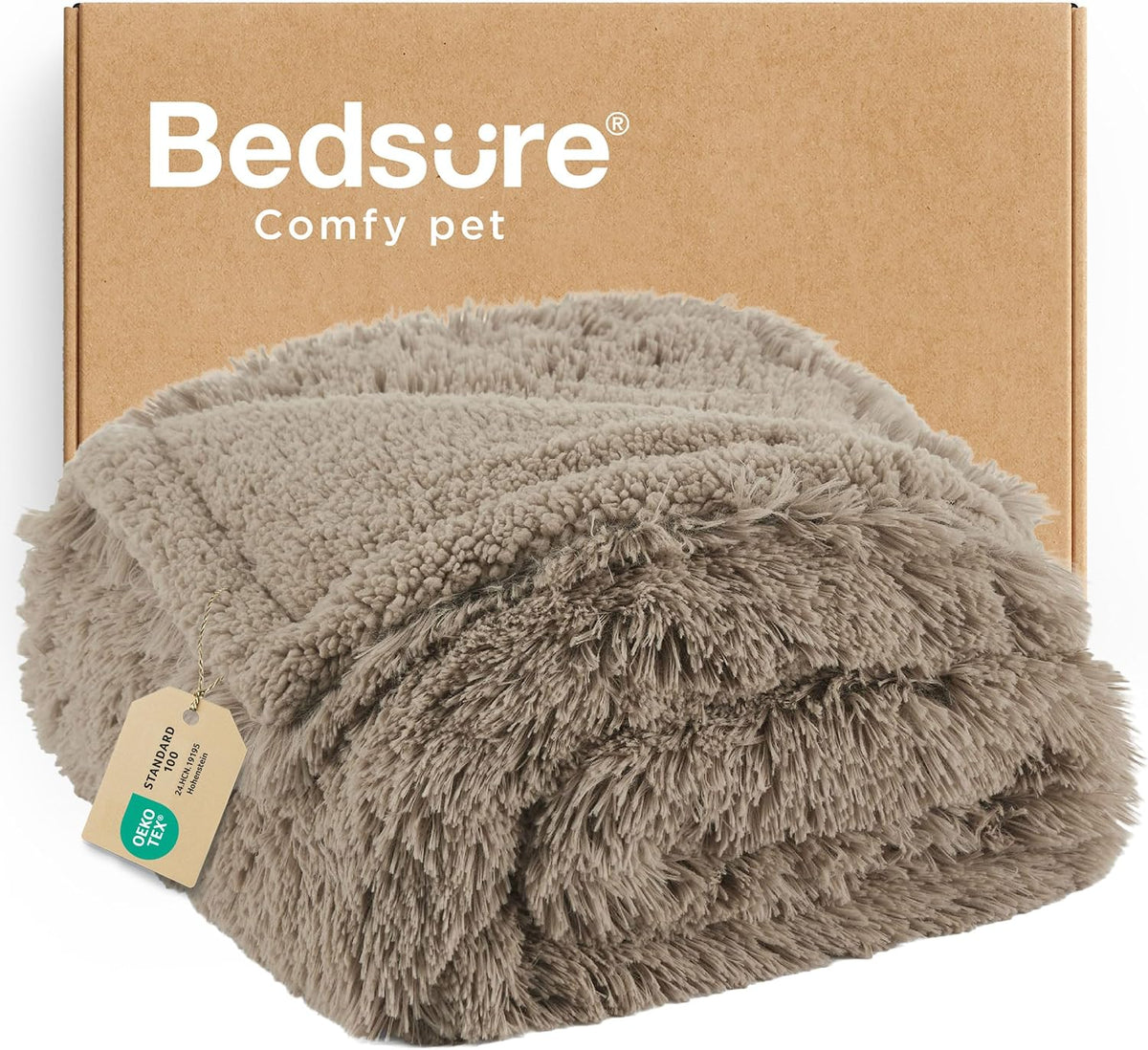 Waterproof Dog Blankets for Large Dogs, Fluffy Faux Fur, 50×60" | Plush Fuzzy Reversible Pet Blankets for Couch and Dog Bed, Soft Calming Throw Cat Blanket Washable, Dog Gift, Tie-dye Grey