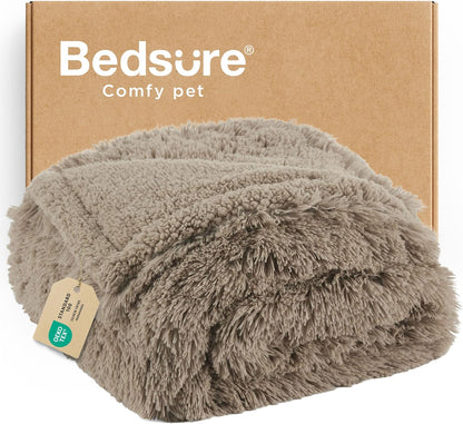 Waterproof Dog Blankets for Large Dogs, Fluffy Faux Fur, 50×60" | Plush Fuzzy Reversible Pet Blankets for Couch and Dog Bed, Soft Calming Throw Cat Blanket Washable, Dog Gift, Tie-dye Grey