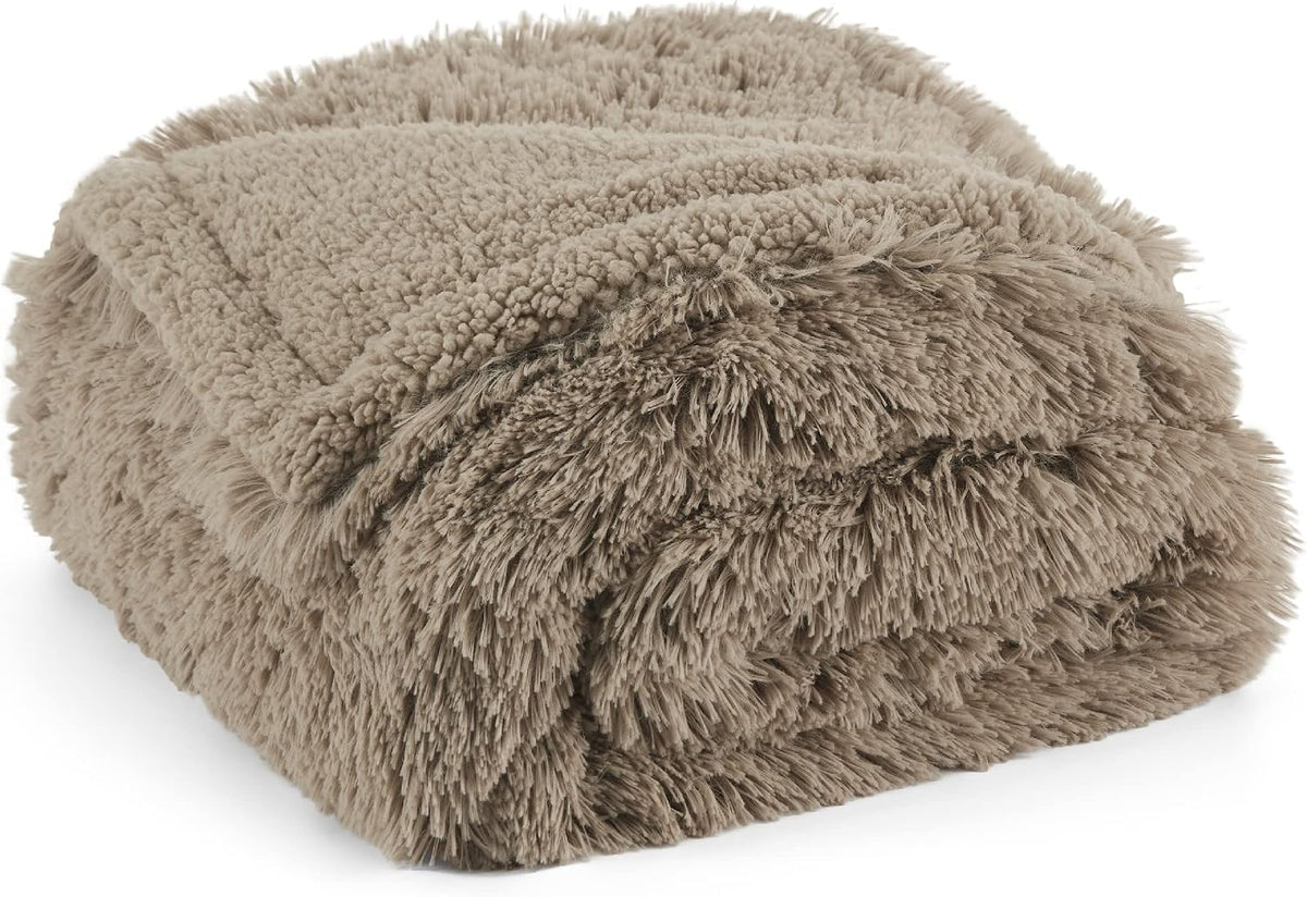 Waterproof Dog Blankets for Large Dogs, Fluffy Faux Fur, 50×60" | Plush Fuzzy Reversible Pet Blankets for Couch and Dog Bed, Soft Calming Throw Cat Blanket Washable, Dog Gift, Tie-dye Grey