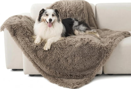 Waterproof Dog Blankets for Large Dogs, Fluffy Faux Fur, 50×60" | Plush Fuzzy Reversible Pet Blankets for Couch and Dog Bed, Soft Calming Throw Cat Blanket Washable, Dog Gift, Tie-dye Grey