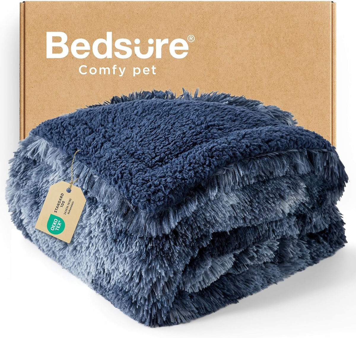 Waterproof Dog Blankets for Large Dogs, Fluffy Faux Fur, 50×60" | Plush Fuzzy Reversible Pet Blankets for Couch and Dog Bed, Soft Calming Throw Cat Blanket Washable, Dog Gift, Tie-dye Grey