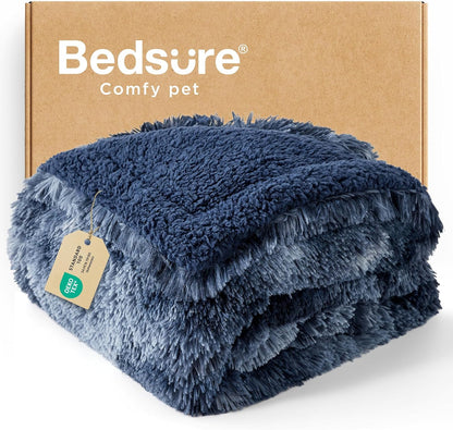 Waterproof Dog Blankets for Large Dogs, Fluffy Faux Fur, 50×60" | Plush Fuzzy Reversible Pet Blankets for Couch and Dog Bed, Soft Calming Throw Cat Blanket Washable, Dog Gift, Tie-dye Grey