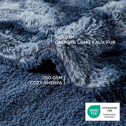 Waterproof Dog Blankets for Large Dogs, Fluffy Faux Fur, 50×60" | Plush Fuzzy Reversible Pet Blankets for Couch and Dog Bed, Soft Calming Throw Cat Blanket Washable, Dog Gift, Tie-dye Grey