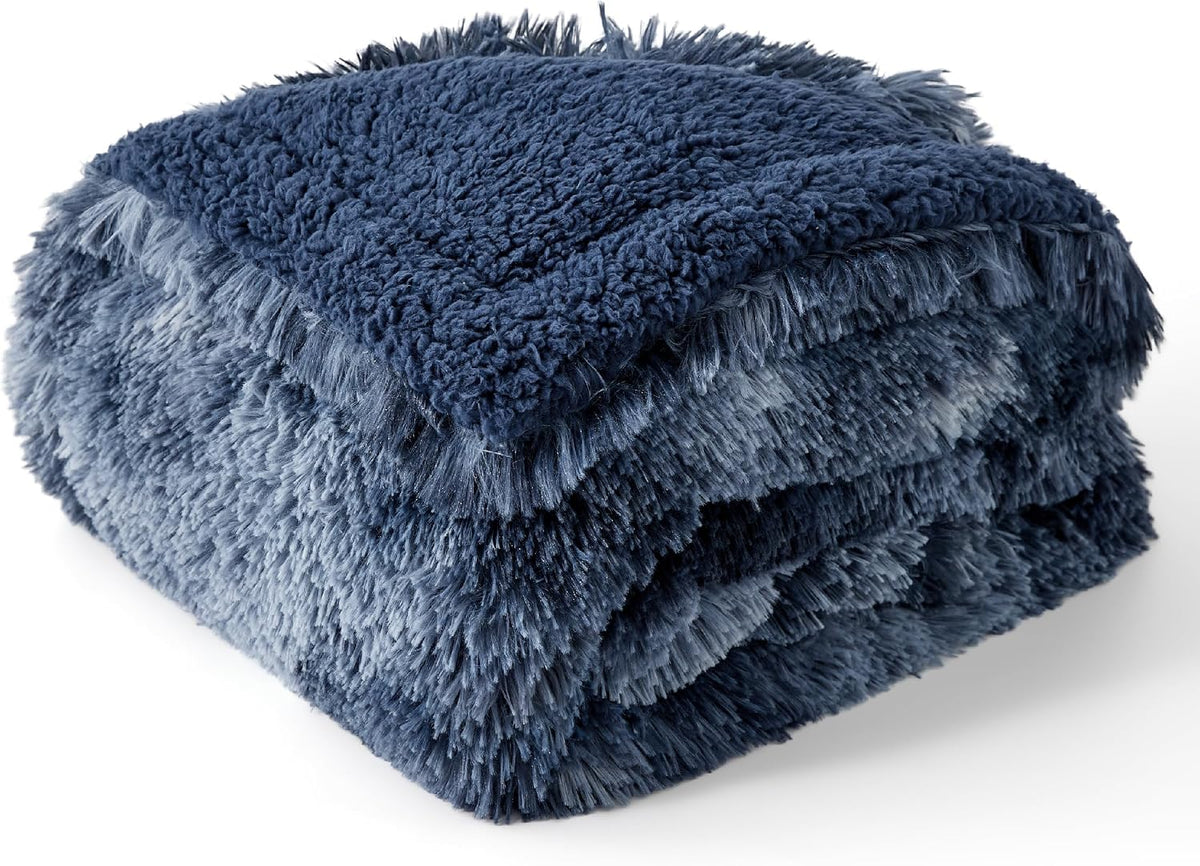 Waterproof Dog Blankets for Large Dogs, Fluffy Faux Fur, 50×60" | Plush Fuzzy Reversible Pet Blankets for Couch and Dog Bed, Soft Calming Throw Cat Blanket Washable, Dog Gift, Tie-dye Grey
