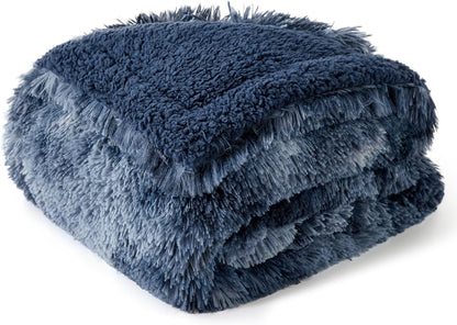 Waterproof Dog Blankets for Large Dogs, Fluffy Faux Fur, 50×60" | Plush Fuzzy Reversible Pet Blankets for Couch and Dog Bed, Soft Calming Throw Cat Blanket Washable, Dog Gift, Tie-dye Grey