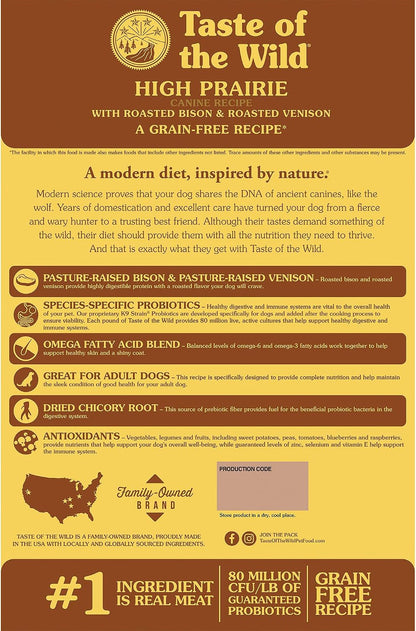 High Prairie Adult Dry Dog Food, Roasted Bison, 28lb
