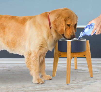 Dog Bowl Stand for Mid-Large Dogs | Adjustable, Bamboo, 12-inch High | Use to Elevate, Raise Pet Food Water and Slow Feeder Bowls, Expandable with Locking Option, Non-Slip Feet, Stand Only