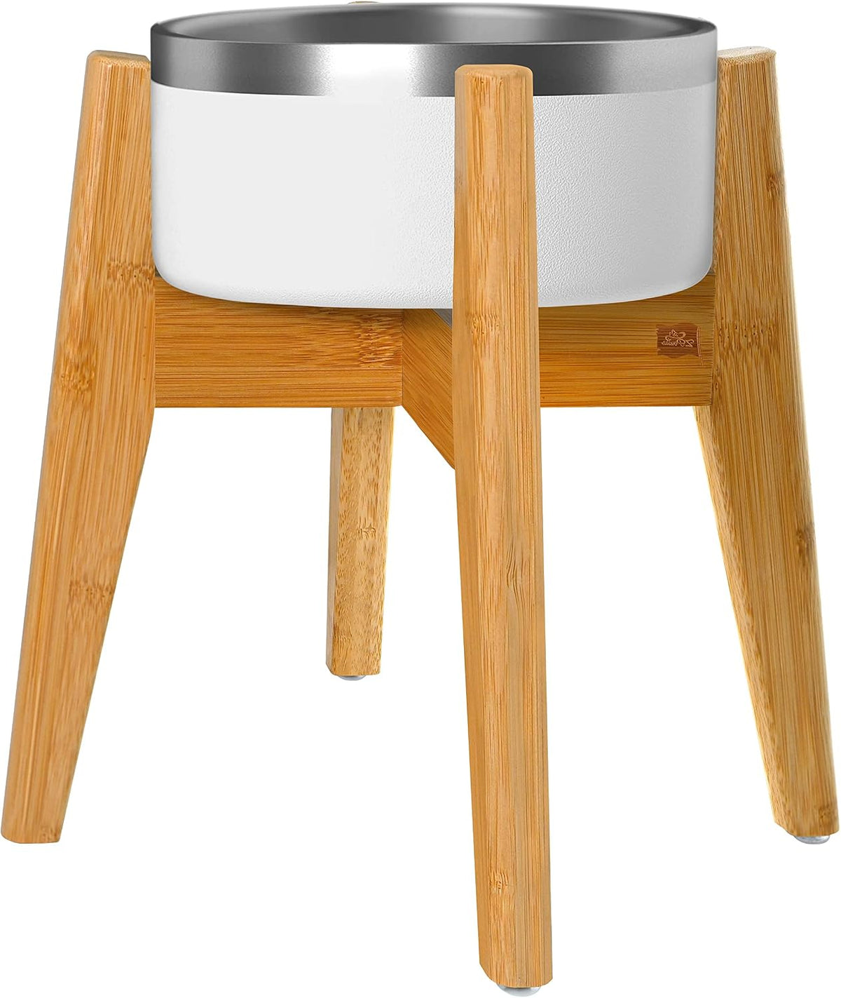 Dog Bowl Stand for Mid-Large Dogs | Adjustable, Bamboo, 12-inch High | Use to Elevate, Raise Pet Food Water and Slow Feeder Bowls, Expandable with Locking Option, Non-Slip Feet, Stand Only