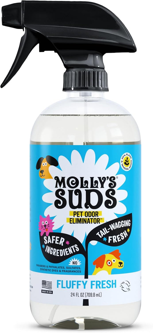 Pet Odor Eliminator Spray for Dog and Cat Urine, Carpet Stains, and Strong Smells – Cleaner with Essential Oils (Furry Fresh, 24 Fl Oz)