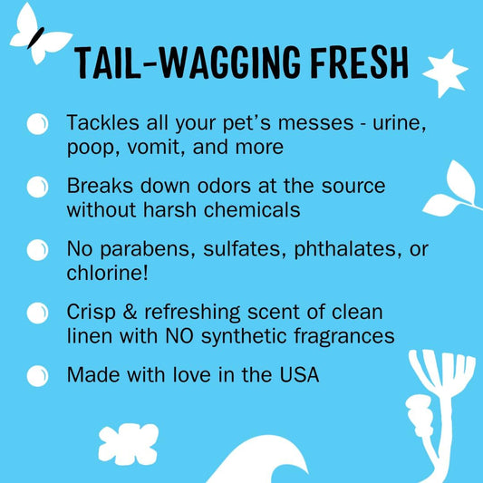 Pet Odor Eliminator Spray for Dog and Cat Urine, Carpet Stains, and Strong Smells – Cleaner with Essential Oils (Furry Fresh, 24 Fl Oz)