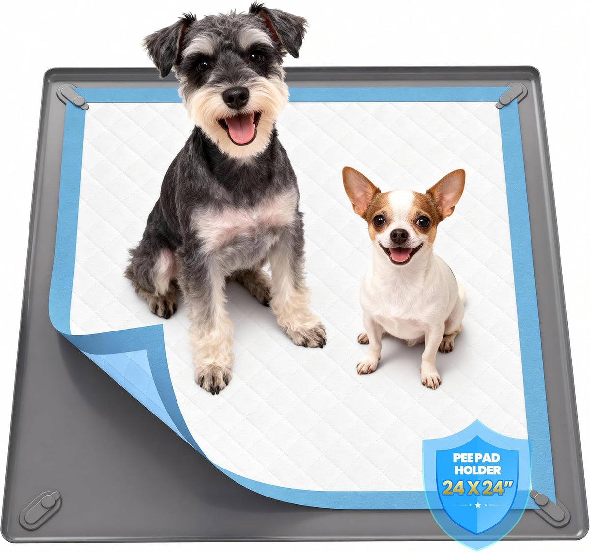 Pee Pad Holder for Dogs - 24" x 24" Silicone Puppy Potty Training Tray